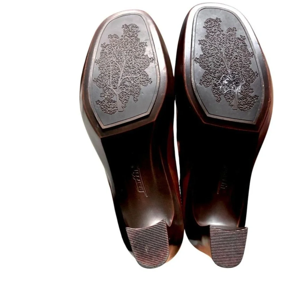 Y2K‎ VINTAGE BROWN LEATHER HEELED LACE UP OXFORDS EARTH SZ. 8 NEW